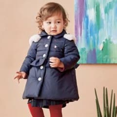 ファミリア familiar ネイビー ダウンコート フリル付き - メルカリ