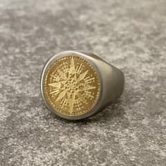メキシカンジュエリー シルバー ゴールド シグネットリング コンパス メキシカンジュエリー シルバー ゴールド シグネットリング コンパス