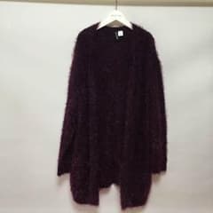 H&M シャギー カーディガン フェザーヤーン ガウン ボルドー Ｍ ロングのサムネイル