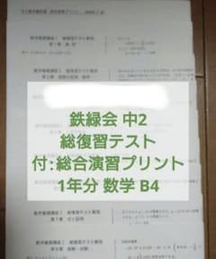鉄緑会 中2 数学総復習テスト+最終週総合演習 1年分解説解答付B4