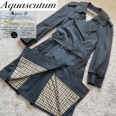70s 80s Aquascutum Aqua5 トレンチ コート ロング アクアスキュータム トレンチコート Aqua5 70s 80s ネイビー 紺 L