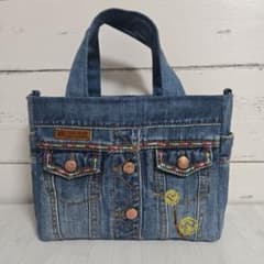 可愛いGジャンデニムリメイクミニバック ＊ハンドメイド - メルカリ