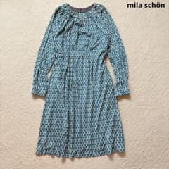 【極美品】mila schön ミラショーン　幾何学ワンピース　ターコイズ　長袖
