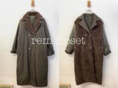 rem closet  リバーシブルボアロングコート　カーキ　N991のサムネイル