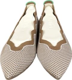 現行 offen ポインテッドトゥ スカラップ フラットパンプス 37