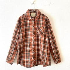 ☆[Bricolage] Flannel shirt, plaid pattern, cotton blend, full button, long sleeves, M