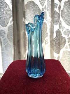 青いガラス　花瓶 昭和レトロ 1970s ムラーノのサムネイル