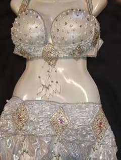 新品】エジプト製ホワイトシルバー ベリーダンスデザイナーズ