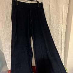 濃紺 ワイドレッグ デニムパンツのサムネイル