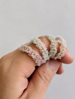 レースフリルリング｜ハンドメイド ビーズリング 大人かわいい 指輪のサムネイル