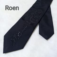 Roen ロエン スカル ラインストーン ネクタイ SILK シルク 黒ブラック