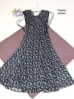 Crayme ロングワンピース 花柄 ノースリーブ ロングドレス Aライン