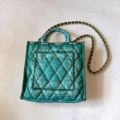 極美品】レスポートサック アトリエ バンダナ柄 チェーン グリーン SM