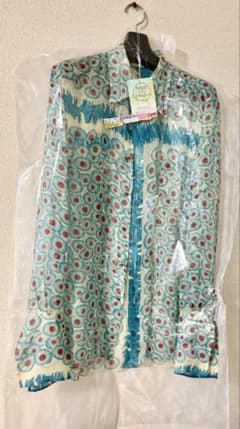 エルメス シルクシフォン 長袖 プリントシャツブラウス アイボリー×ブルー40のサムネイル