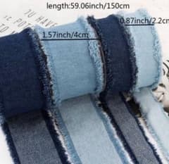 デニムリボン フリンジ加工170cmのサムネイル