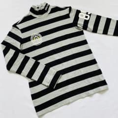 【美品】PEARLYGATES　長袖ハイネックシャツ　モックネック　ボーダー　1 美品】PEARLYGATES 長袖ハイネックシャツ モックネック ボーダー 1