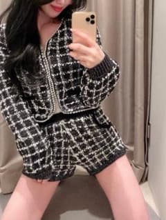 ラティスツイードパールパイピングジャケット、パンツセットのサムネイル