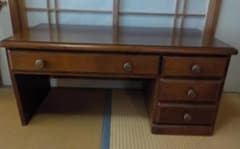 木製文机 4引き出し ブラウンのサムネイル
