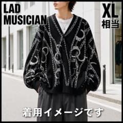 236 ラッドミュージシャン 手錠柄 オーバーサイズ カーディガン 黒 XL