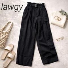 N205 Lawgy Wide Leg Pants, Black, Belt, High Waist, Size F, Relaxed Fit