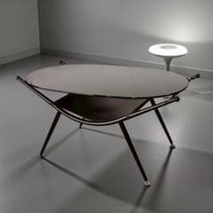 ミッドセンチュリー ガラステーブル 黒 幅80cm スペースエイジ - メルカリ