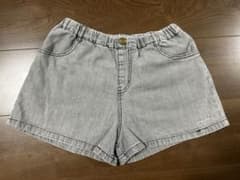 女の子 デニム風ショートパンツ グレー リボン 約140cmのサムネイル