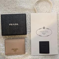 PRADA プラダ 二つ折り財布 サフィアーノ ベージュ ピンクのサムネイル
