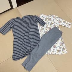 マタニティ パジャマ 3点セット ボーダー 花柄のサムネイル