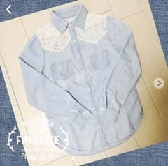 美品！ デニムレース長袖シャツ！のサムネイル