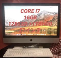 （値下）iMac 27インチcore i7. 16GB 128GB+1TBHDDのサムネイル