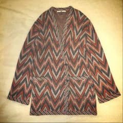 (美品)SLY ARROW ジャガード カーディガン オレンジのサムネイル
