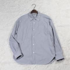 美品▲ マーガレットハウエル//シルクコットンストライプシャツ▲ライトグレー MARGARET HOWELL - 美品△ マーガレットハウエル//シルクコットン