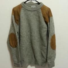 BEAMS  エルボーパッチ　ウール100%　グレー　プルオーバー　ニットのサムネイル