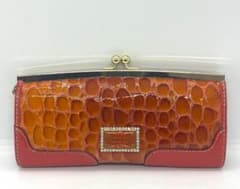 美品】ANNA SUI アナスイ がま口長財布 クロコ型押し ビジュー 箱付き 
