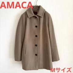 アマカ ステンカラーコート ウールカシミア混　ベージュ　綺麗め　Mサイズ アマカ ステンカラーコート ウールカシミア混 ベージュ 綺麗め Mサイズ