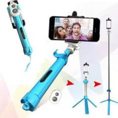 多機能！《スマホ自撮り棒 三脚 リモートシャッター 【ブラック】のサムネイル