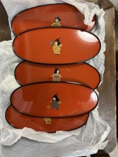 輪島塗　輪島漆器　大雅堂　摂田照彦　兼用皿　童蒔絵　５枚　高級漆器　未使用希少品 m83204032235_1.jpg?1772617495