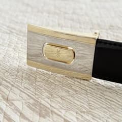 サンローラン YSL ブラックレザー ベルト ゴールドシルバー バックルのサムネイル