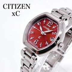 CITIZEN シチズン XC クロスシー デイト 電波ソーラー 赤 文字盤