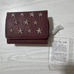 星柄 スタッズ 三つ折り財布 ボルドーのサムネイル