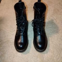 레이디스 블랙 레이스 업 부츠