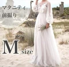 マタニティウエディングドレス　ブライダル　白　超美品　前撮り　フォトウェディングのサムネイル