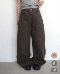 nugu サイドタック ワイド チノパンツ brownのサムネイル