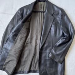 50/XL相当 GARA BEAU 羊革 レザージャケット テーラード 黒のサムネイル
