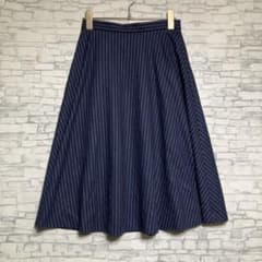 マッキントッシュ フィロソフィー ネイビー ストライプ フレアスカート