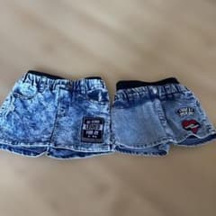 デニム風ショートパンツ キッズ 2点セット 110