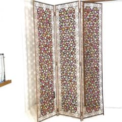 美品】3連フラワーパーテーション アクリルビーズパーテーション