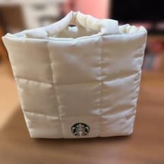 Starbucks ホワイト キルティングトートバッグ ふわふわバッグ