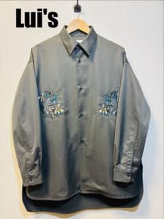 Lui's ルイス 虎刺繍 オーバーサイズ 長袖シャツ カーキグレーのサムネイル