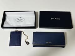 PRADA 長財布 カードケース セット サフィアーノ レザー ネイビー